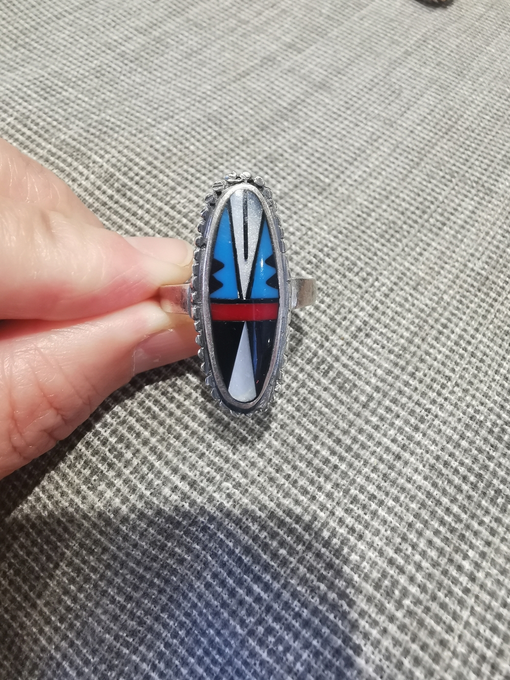 Zuni-style 925 Sterling Silver Ring